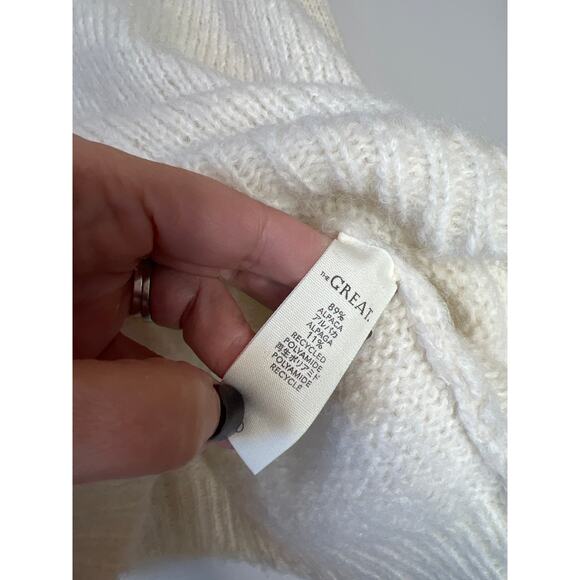 NEW The Great. Crochet Collar Mid-Weight Knit Long Sleeve Soft White Cherry - Picture 5 of 7